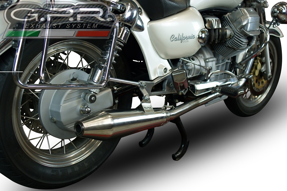 Esapament GPR compatibil cu Moto Guzzi California 1100 Special-Stone-Sport-Ev-Alu 1997 Evacuare cu dublă omologare legală, inclusiv db killer detașabile, coturi de legătură și catalizatori,Vintacone