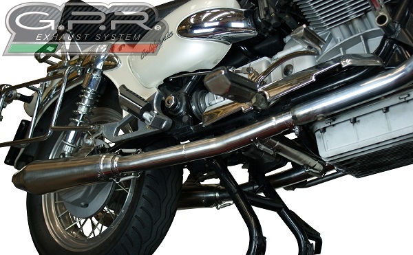 Esapament GPR compatibil cu Moto Guzzi California 1100 Special-Stone-Sport-Ev-Alu 1997 Evacuare cu dublă omologare legală, inclusiv db killer detașabile, coturi de legătură și catalizatori,Vintacone