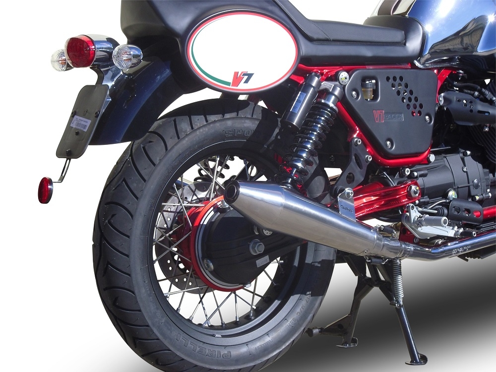 Exhaust compatible with Moto Guzzi V7 (I - II) Racer 2010-2016, Vintacone , Dual Homologated legal slip-on exhaust including removable db killers, link pipes and catalysts