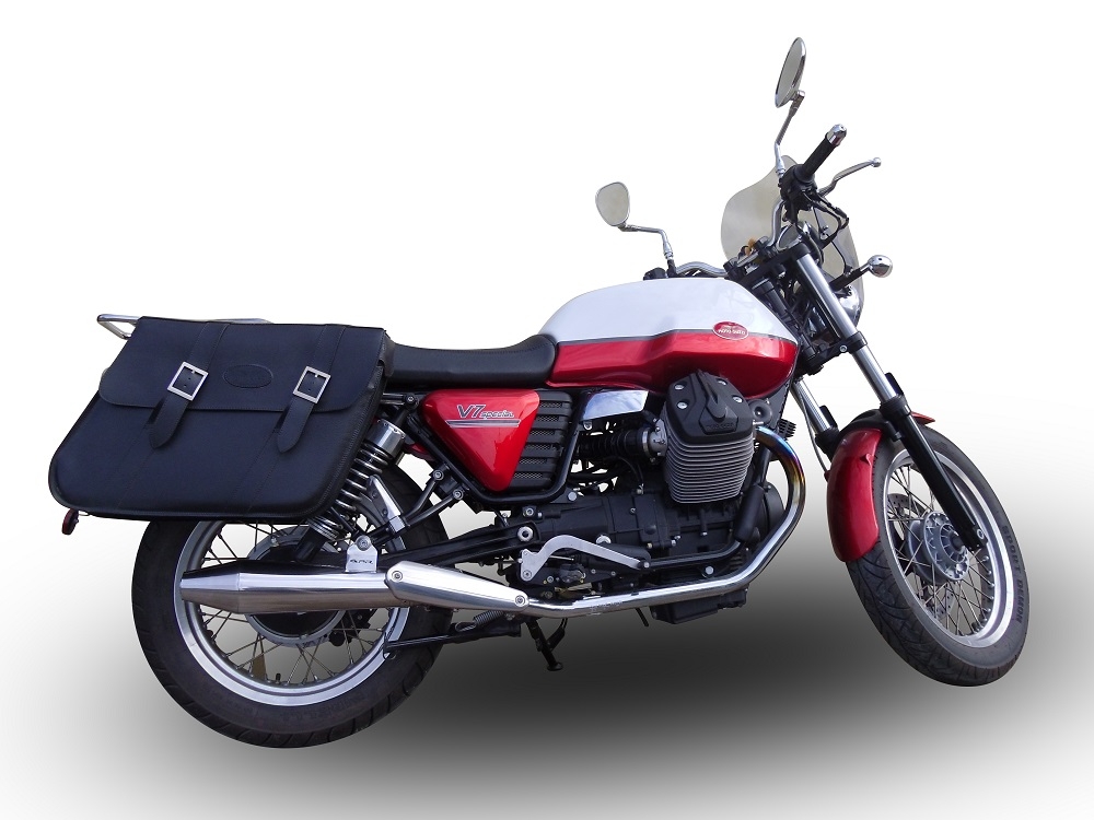 Exhaust compatible with Moto Guzzi V7 (I - II) - Stone - Special 2012-2016, Vintacone , Dual Homologated legal slip-on exhaust including removable db killers, link pipes and catalysts
