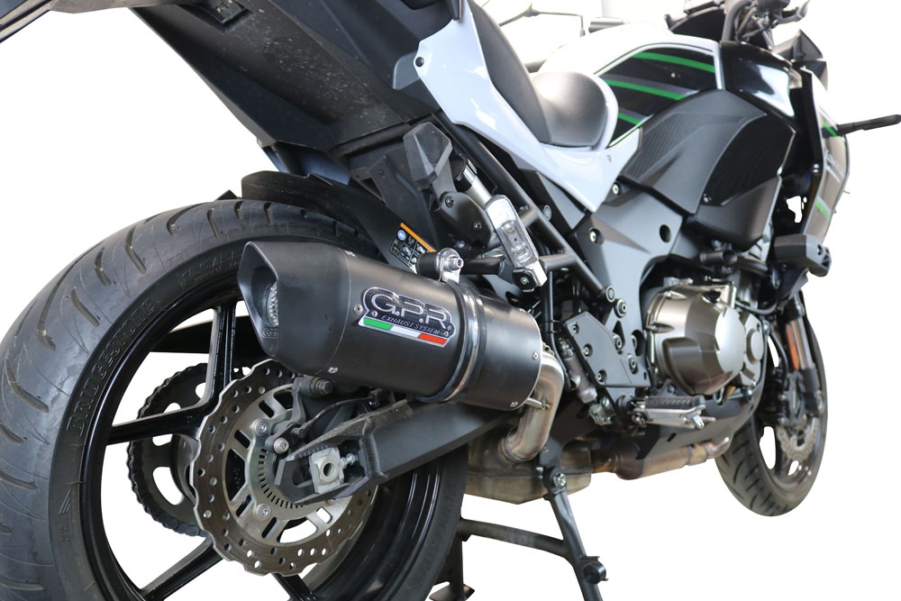 Esapament GPR compatibil cu Kawasaki Versys 1000 I.E. 2019 Evacuare slip-on omologata, inclusiv db killer detașabil și cot de legătură,Furore Evo4 Nero