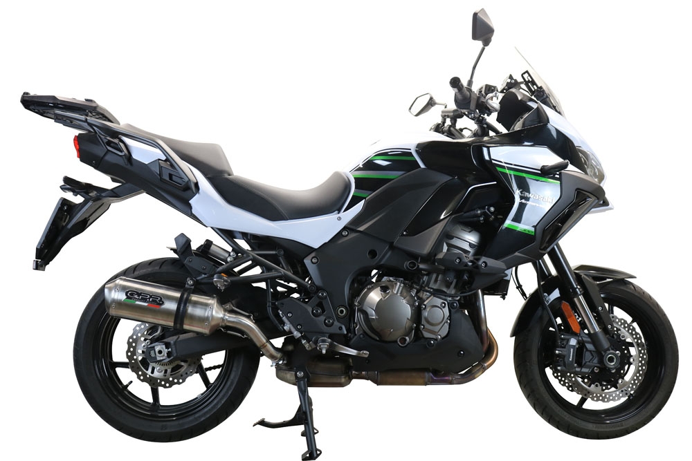 Exhaust compatible with Kawasaki Versys 1000 I.E. 2019-2020, Satinox , Homologated legal slip-on exhaust including removable db killer and link pipe