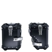 GPR TECH Uyumlu  Bmw F 800 Gs 2024/2025 e5 Zwart Pereche de cutii laterale din aluminiu cu partea dreaptă conturată, culoare neagră, cu suport specific pentru geantă Capacitate 38 litri + 32 litri.