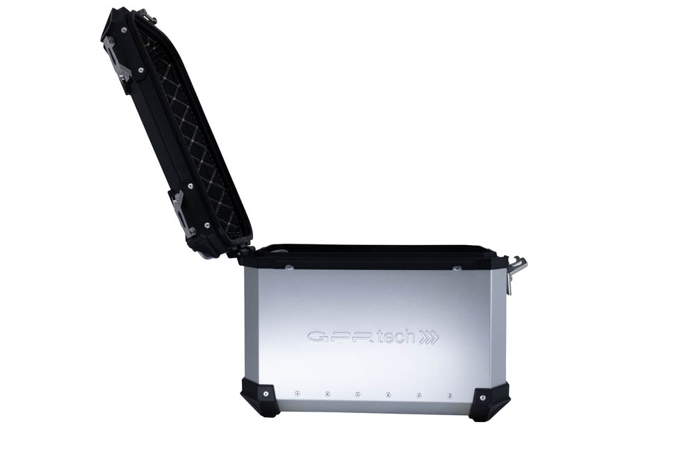 GPR TECH Uyumlu  BMW R 1300 GS Adventure 2023/2025 Zilver Pereche de cufere laterale din aluminiu, culoare argintie, cu suport specific pentru geantă Capacitate 38 litri + 38 litri.