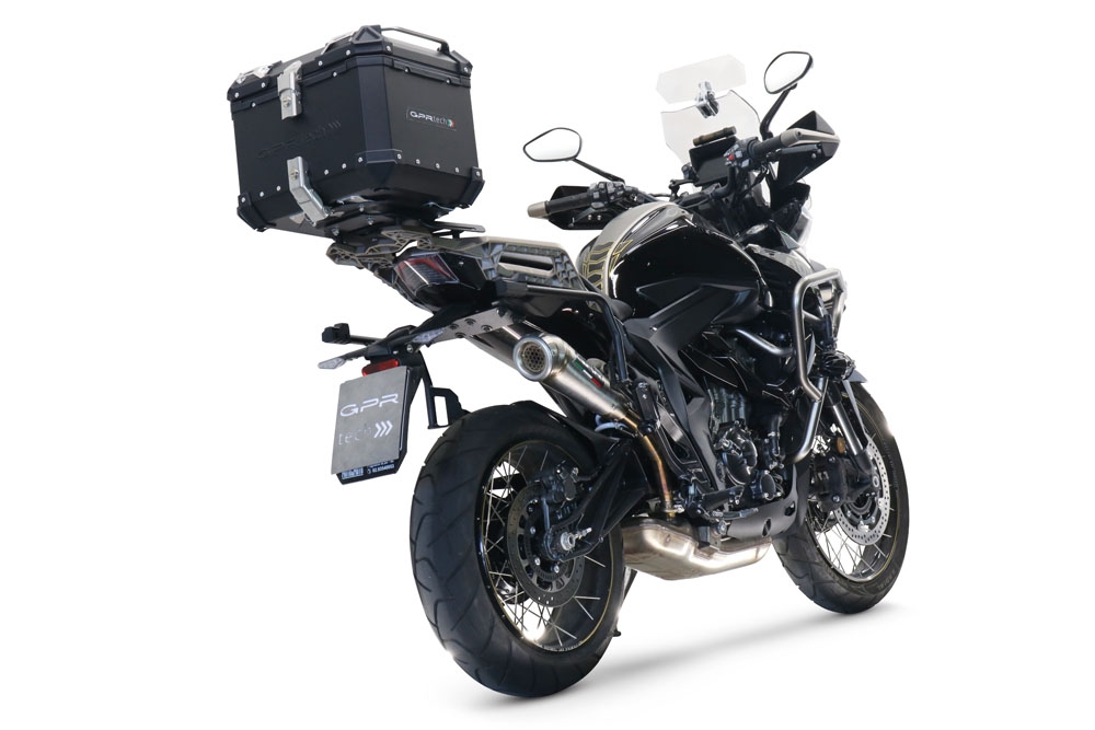 Exhaust compatible with Zontes 350 T2 ADV 2022-2024, Powercone Evo, Homologated legal slip-on exhaust including removable db killer and link pipe