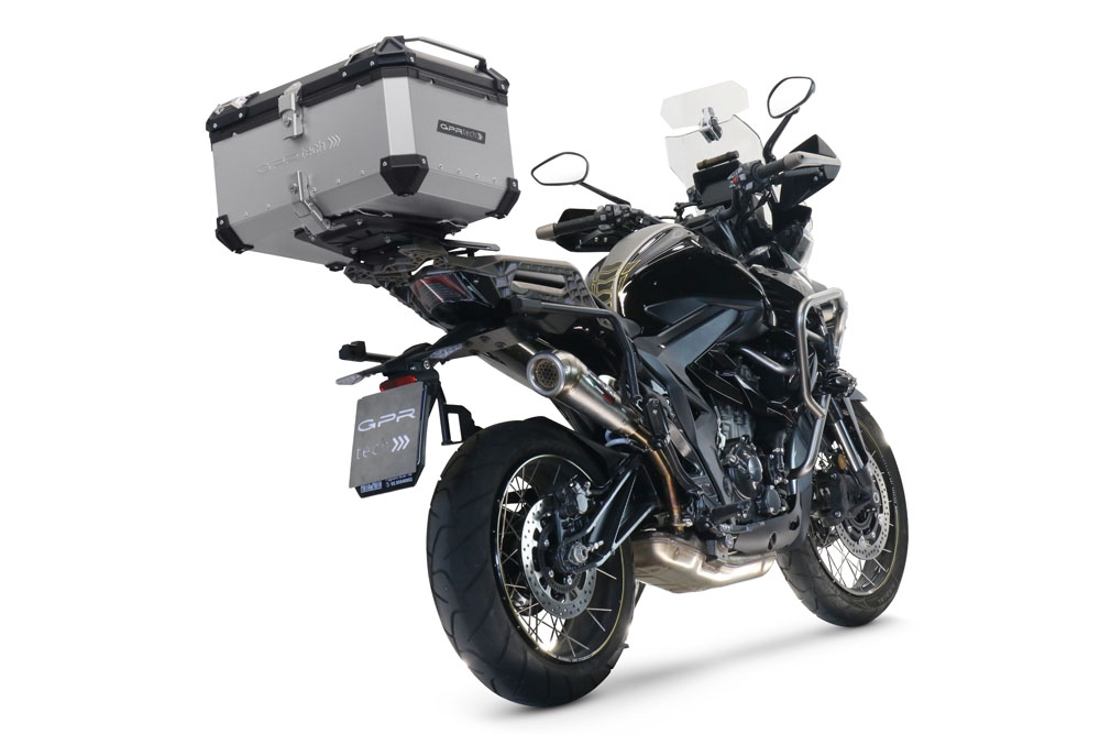 Exhaust compatible with Zontes 350 T2 ADV 2022-2024, Powercone Evo, Homologated legal slip-on exhaust including removable db killer and link pipe
