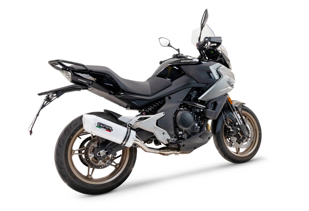 Esapament GPR compatibil cu Cf Moto 700 Mt 2023 Evacuare slip-on omologata, inclusiv db killer detașabil, cot de legătură și catalizator,Albus Evo4