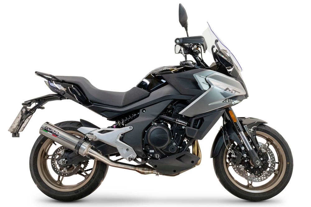 Esapament GPR compatibil cu Cf Moto 700 Mt 2023 Evacuare slip-on omologata, inclusiv db killer detașabil, cot de legătură și catalizator,M3 Inox 