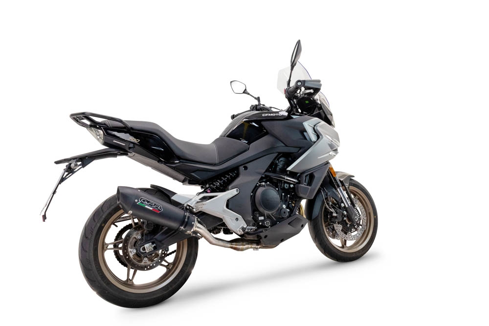 Esapament GPR compatibil cu Cf Moto 700 Mt 2023 Evacuare slip-on omologata, inclusiv db killer detașabil, cot de legătură și catalizator,New Grand Prix Evo Black Titanium