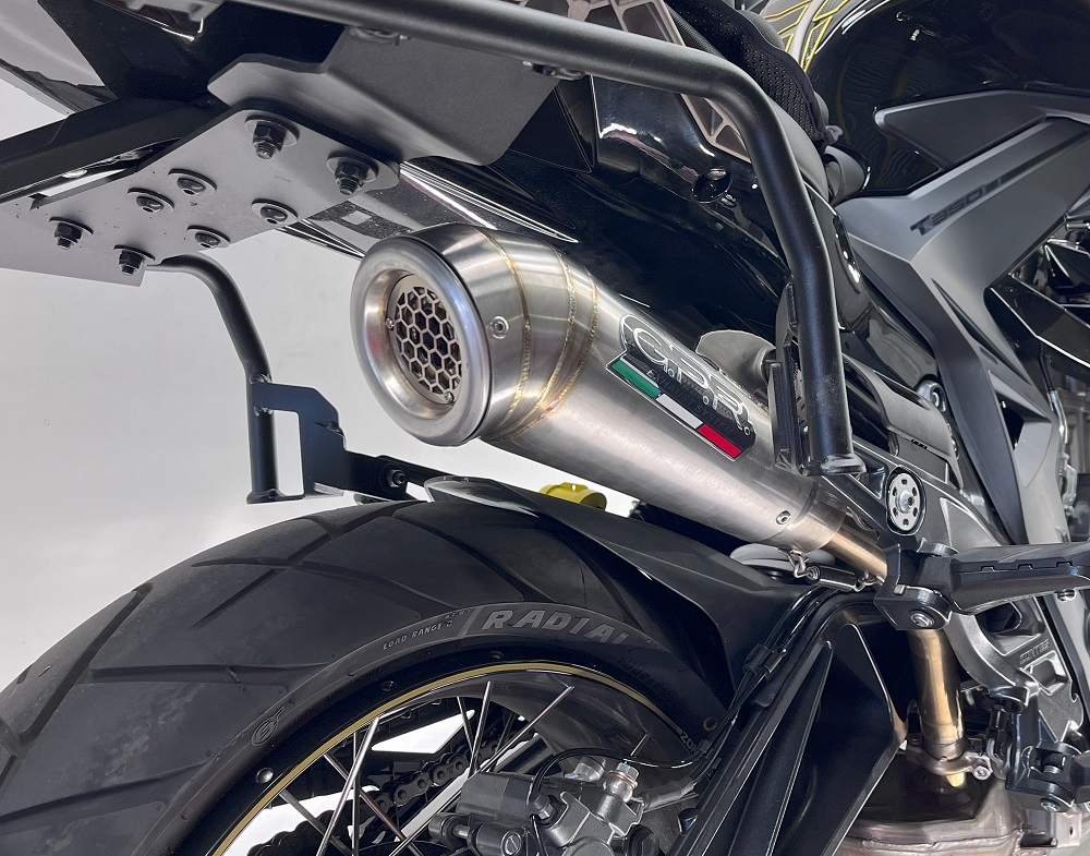 Exhaust compatible with Zontes 350 T2 ADV 2022-2024, Powercone Evo, Homologated legal slip-on exhaust including removable db killer and link pipe