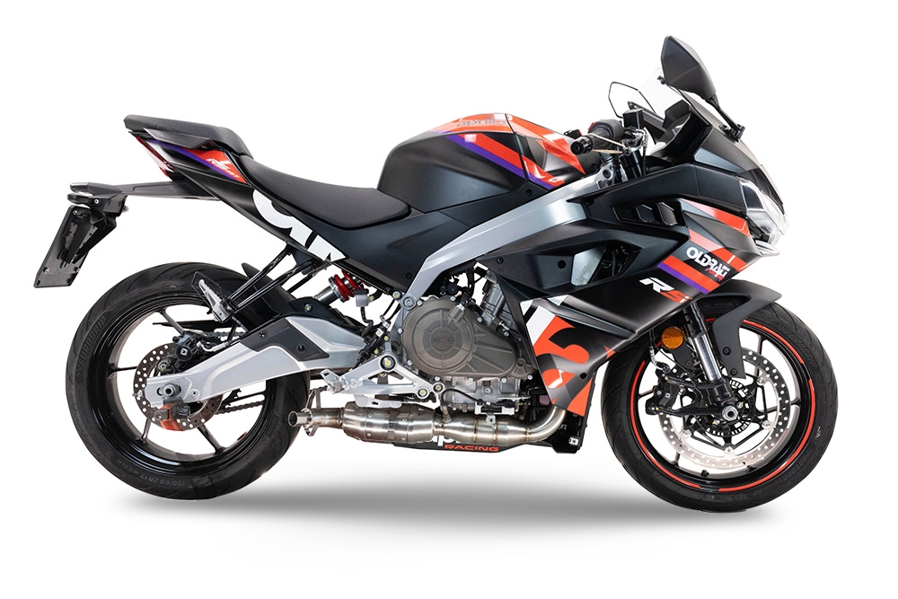Esapament GPR compatibil cu Aprilia RS 457 2024 Sistem complet de evacuare Racing, inclusiv db killer detașabil,Ghost Inox