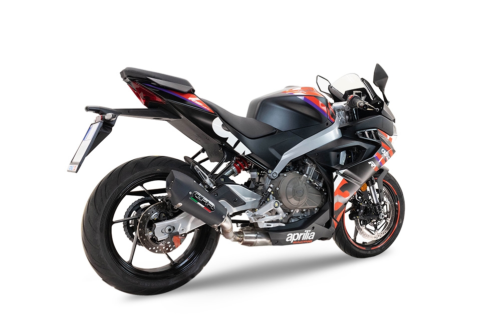 ApriliaRS 4572024Sistem complet de evacuare legal omologat, inclusiv db killer și catalizator detașabilNew Gpe Black titanium