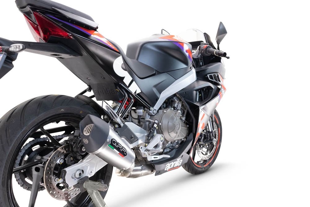 Exhaust compatible with Aprilia RS 457 2024-2025, Gpe Ann. titanium, Racing full system exhaust, including removable db killer