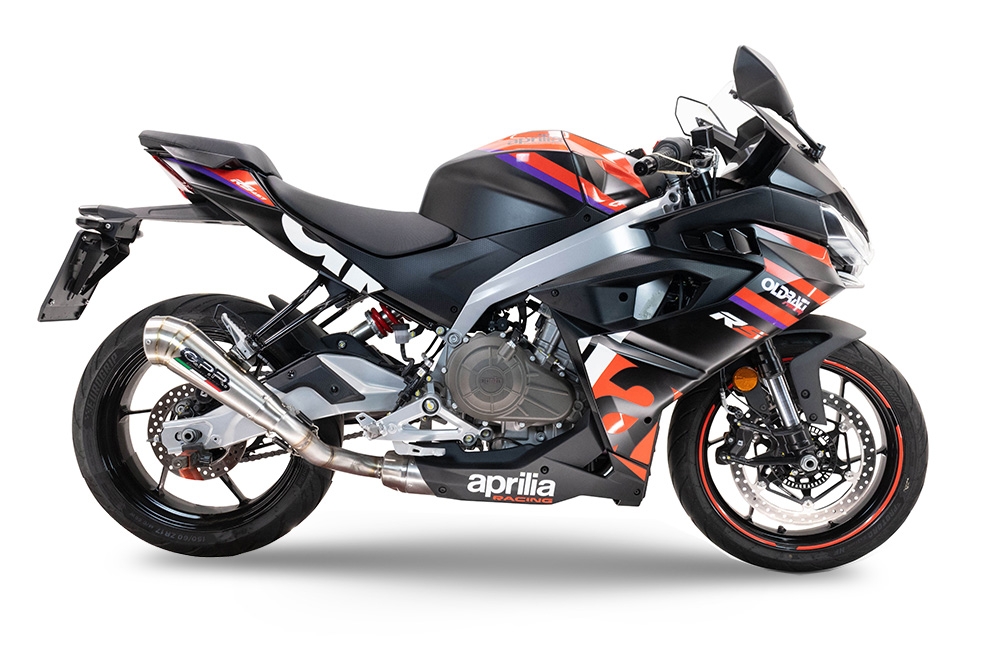 Esapament GPR compatibil cu Aprilia RS 457 2024 Sistem complet de evacuare legal omologat, inclusiv db killer și catalizator detașabil,Powercone Evo