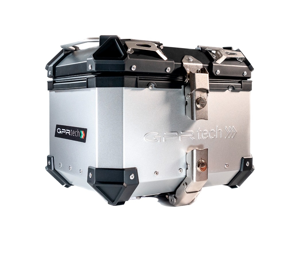 GPR TECH TOP CASE ALPI-TECH 26 LT. SILVER Top case in aluminum,including soft backrest, silver color with universal plate  Capacity 26 LT.