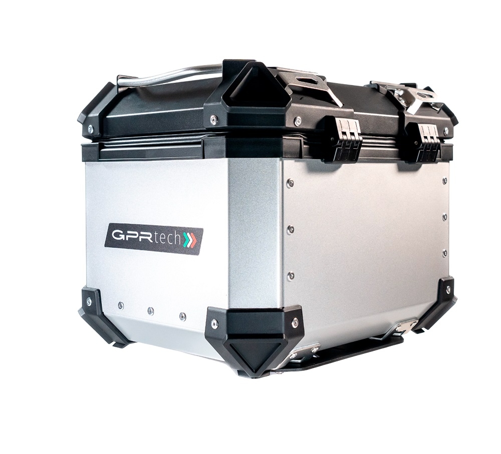 GPR TECH TOP CASE ALPI-TECH 26 LT. SILVER Top case in aluminum,including soft backrest, silver color with universal plate  Capacity 26 LT.