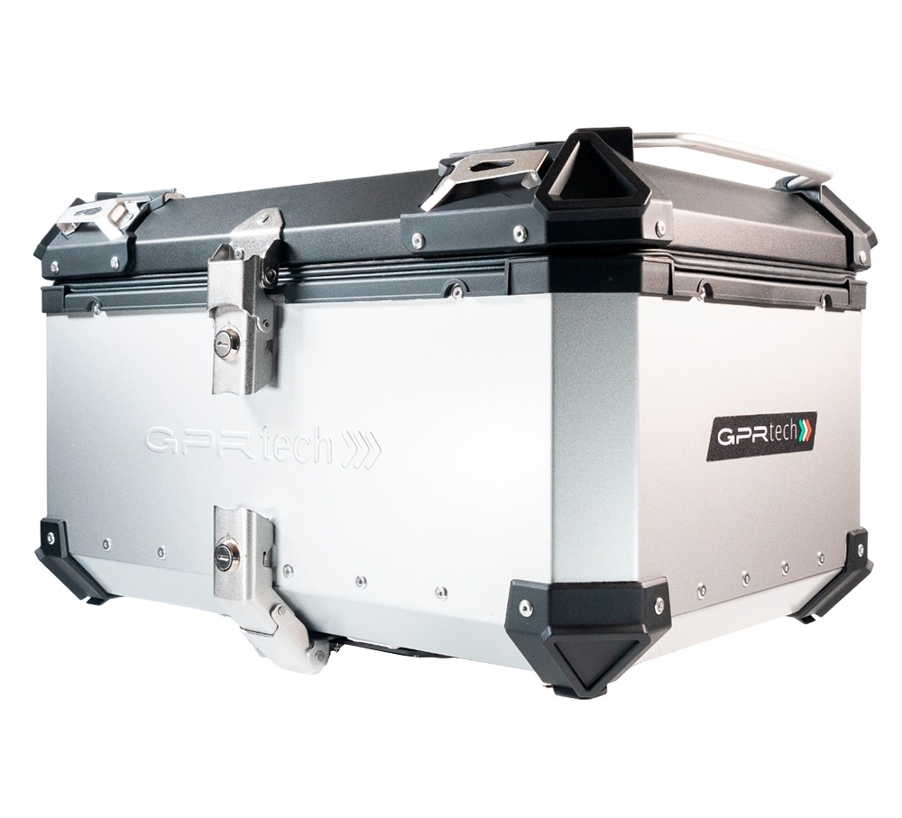 Top case GPR TECH  Bmw F 800 Gs 2008/2015 Zilver Topcase din aluminiu, culoare argintie, cu placă specifică inclusă Capacitate 55 litri.