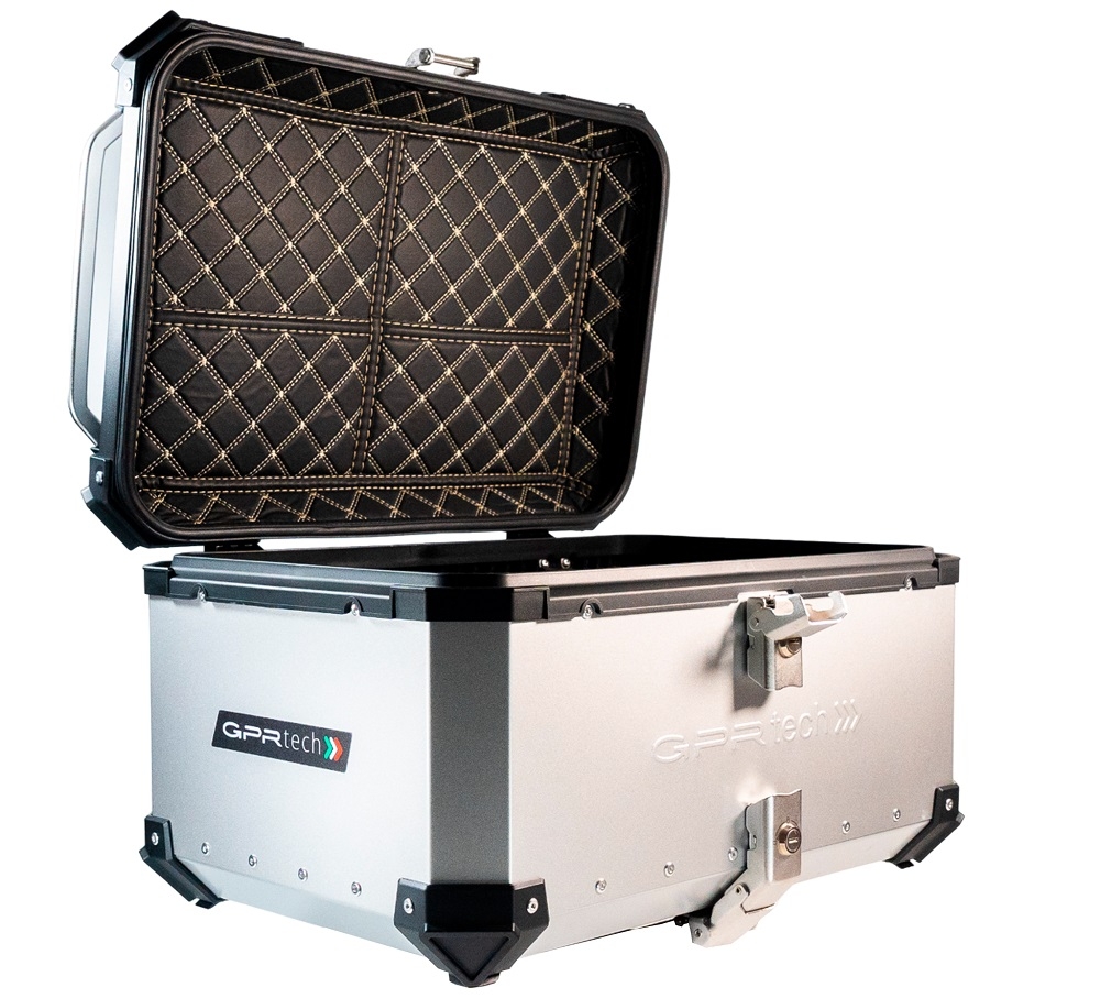 Top case GPR TECH  Triumph Tiger 1200 explorer 2017/2021 e4 Zilver Topcase din aluminiu, culoare argintie, cu placă specifică inclusă Capacitate 55 litri.