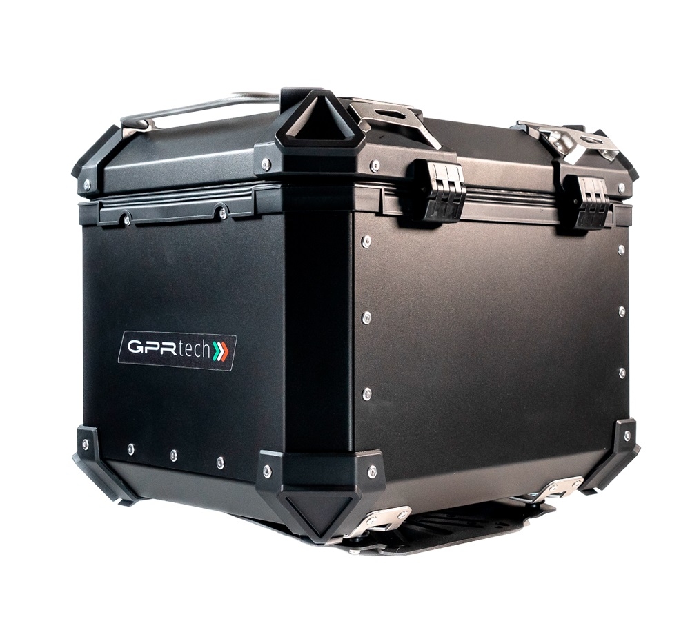 Top case GPR TECH  Triumph Tiger 1200 explorer 2017/2021 e4 Zwart Topcase din aluminiu, culoare neagră, cu placă specifică inclusă Capacitate 45 litri.
