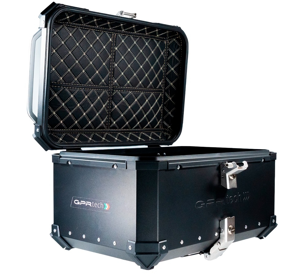 Top case GPR TECH  Triumph Tiger 1200 explorer 2017/2021 e4 Zwart Topcase din aluminiu, culoare neagră, cu placă specifică inclusă Capacitate 55 litri.