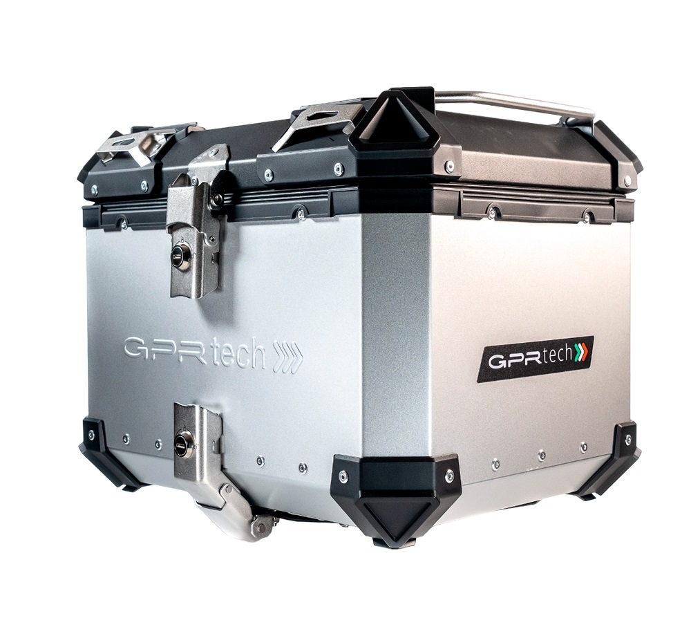 Top case GPR TECH  Bmw F 800 Gs 2008/2015 Zilver Topcase din aluminiu, culoare argintie, cu placă specifică inclusă Capacitate 45 litri.