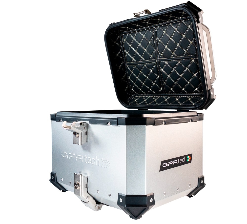 Top case GPR TECH  Bmw F 800 Gs 2008/2015 Zilver Topcase din aluminiu, culoare argintie, cu placă specifică inclusă Capacitate 45 litri.