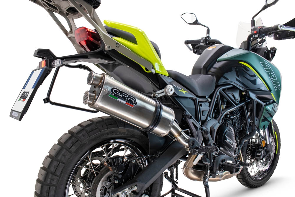 Esapament GPR compatibil cu Benelli Trk 702  2023 Evacuare slip-on omologata, inclusiv db killer detașabil și cot de legătură,Dual Inox