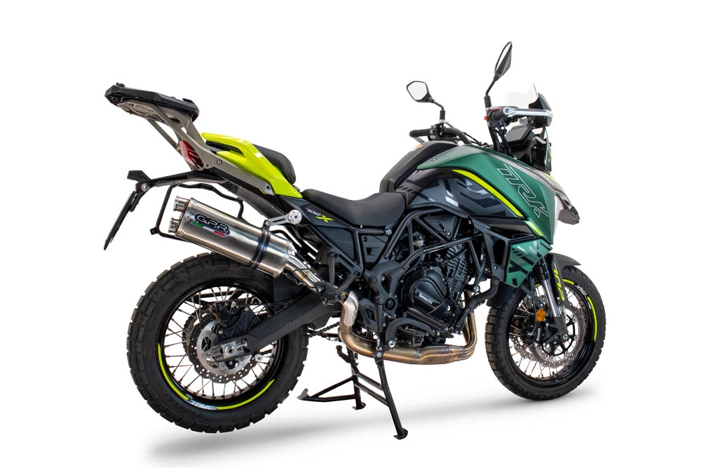 Esapament GPR compatibil cu Benelli Trk 702  2023 Evacuare slip-on omologata, inclusiv db killer detașabil și cot de legătură,Dual Inox
