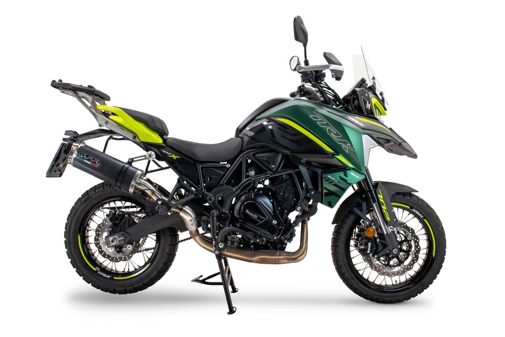 Esapament GPR compatibil cu Benelli Trk 702  2023 Evacuare slip-on omologata, inclusiv db killer detașabil și cot de legătură,Dual Poppy