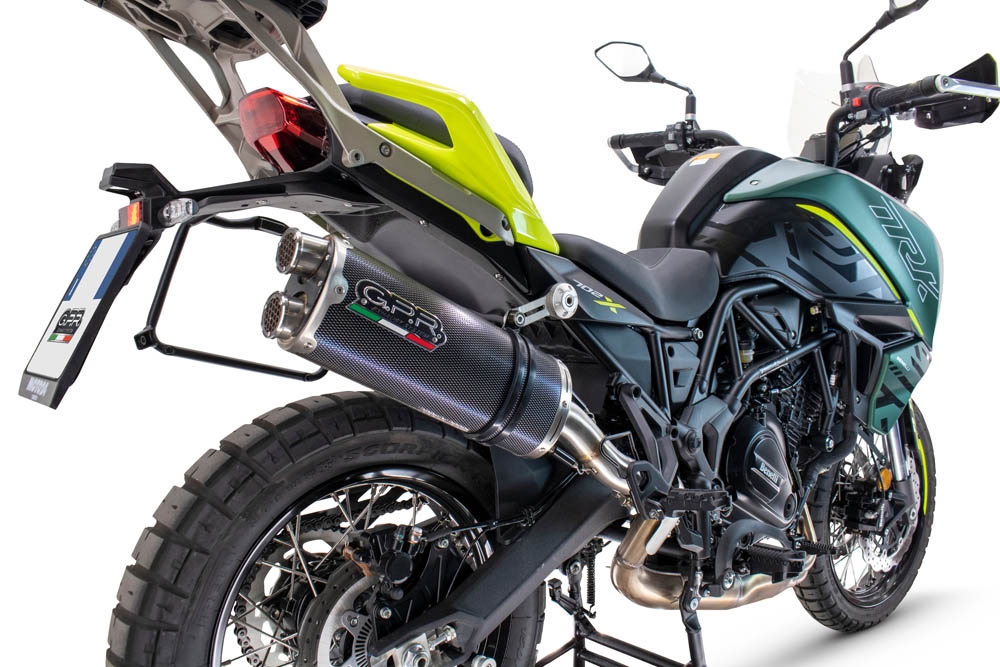 Esapament GPR compatibil cu Benelli Trk 702  2023 Evacuare slip-on omologata, inclusiv db killer detașabil și cot de legătură,Dual Poppy