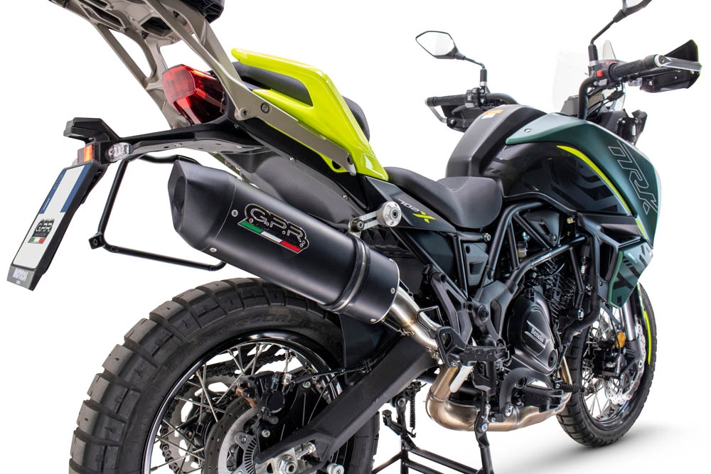 Esapament GPR compatibil cu Benelli Trk 702 X 2023 Evacuare slip-on omologata, inclusiv db killer detașabil și cot de legătură,Furore Evo4 Nero