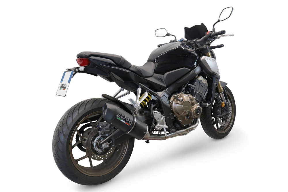 Esapament GPR compatibil cu Honda Cb 650 R 2021 Sistem complet de evacuare legal omologat, inclusiv db killer și catalizator detașabil,Furore Evo4 Nero