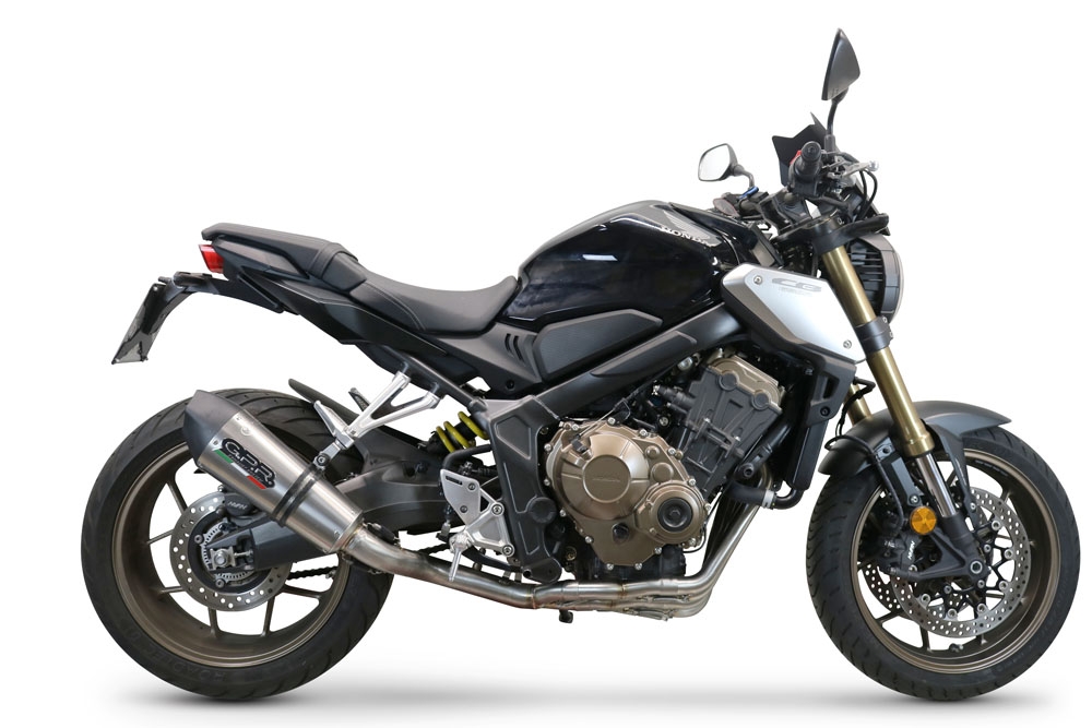 Esapament GPR compatibil cu Honda Cb 650 F 2017 Sistem complet de evacuare legal omologat, inclusiv db killer și catalizator detașabil,New Grand Prix Evo Titanium