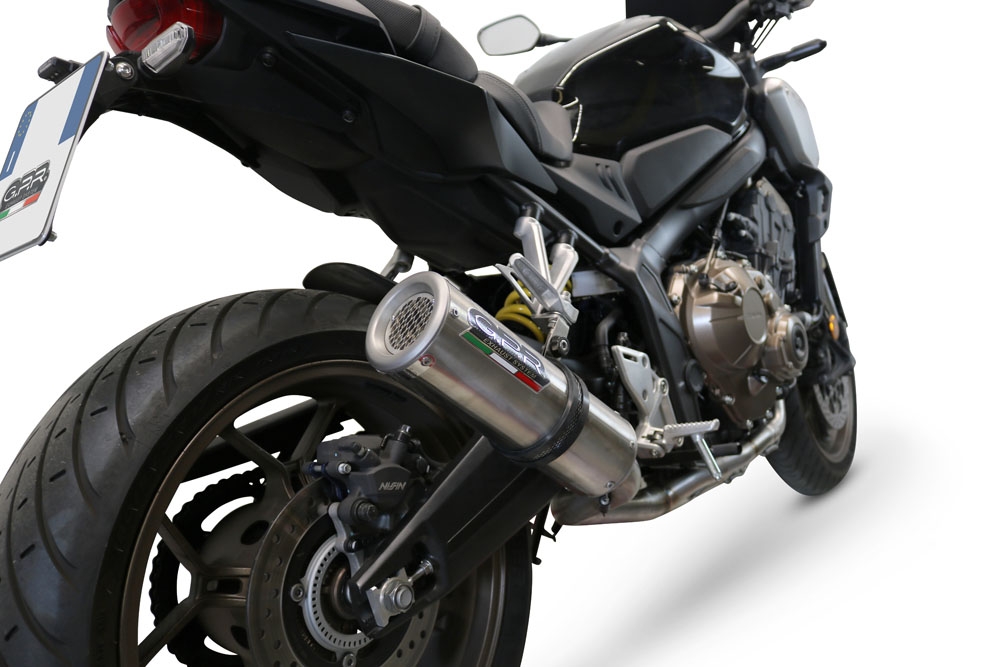 Esapament GPR compatibil cu Honda Cb 650 R 2021 Sistem complet de evacuare legal omologat, inclusiv db killer și catalizator detașabil,M3 Inox 