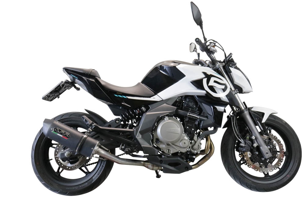 Esapament GPR compatibil cu Cf Moto 650 Mt 2021 Evacuare slip-on omologata, inclusiv db killer detașabil, cot de legătură și catalizator,Furore Evo4 Nero