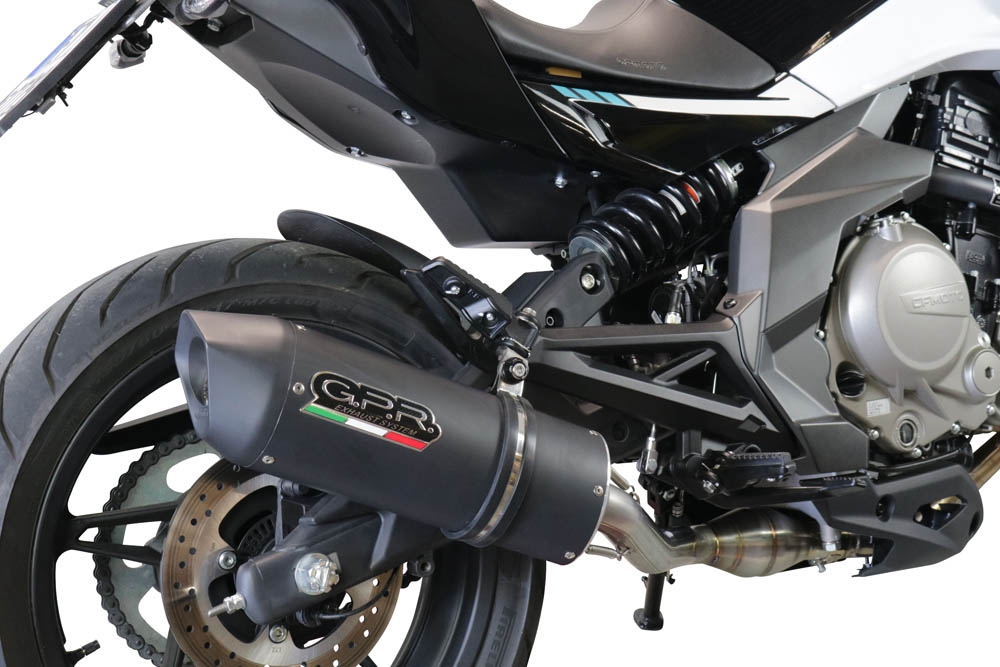 Esapament GPR compatibil cu Cf Moto 650 Mt 2021 Evacuare slip-on omologata, inclusiv db killer detașabil, cot de legătură și catalizator,Furore Evo4 Nero