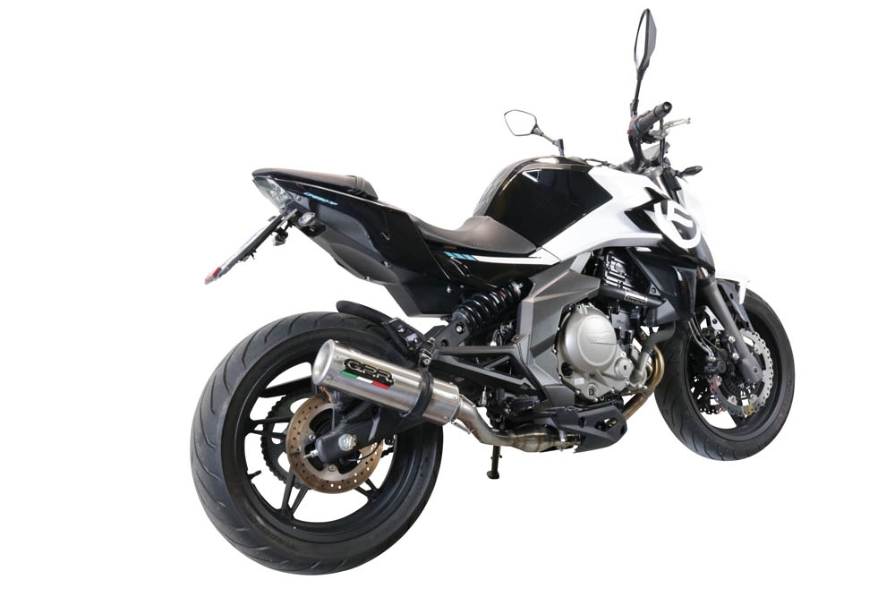 Esapament GPR compatibil cu Cf Moto 650 Nk 2021 Evacuare slip-on omologata, inclusiv db killer detașabil, cot de legătură și catalizator,M3 Inox 
