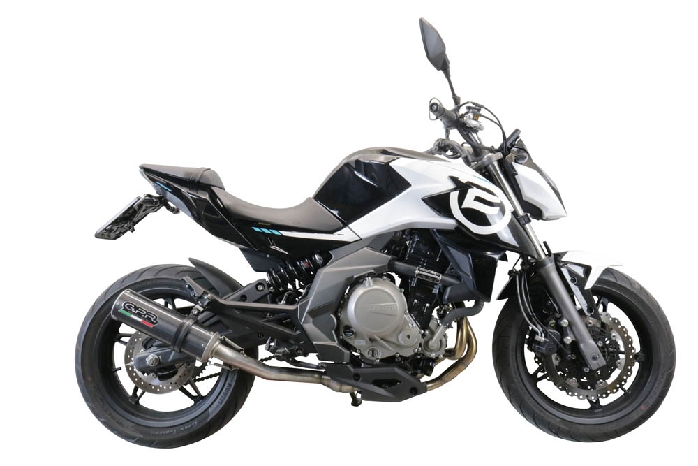 Exhaust compatible with Cf Moto 650 Mt 2021-2024, M3 Poppy , Homologated legal slip-on exhaust including removable db killer, link pipe and catalyst