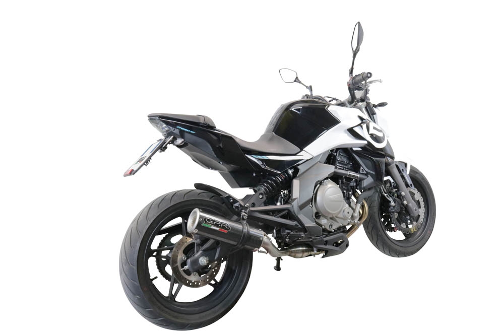 Exhaust compatible with Cf Moto 650 Mt 2021-2024, M3 Poppy , Homologated legal slip-on exhaust including removable db killer, link pipe and catalyst