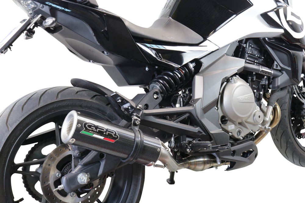 Exhaust compatible with Cf Moto 650 Mt 2021-2024, M3 Poppy , Homologated legal slip-on exhaust including removable db killer, link pipe and catalyst