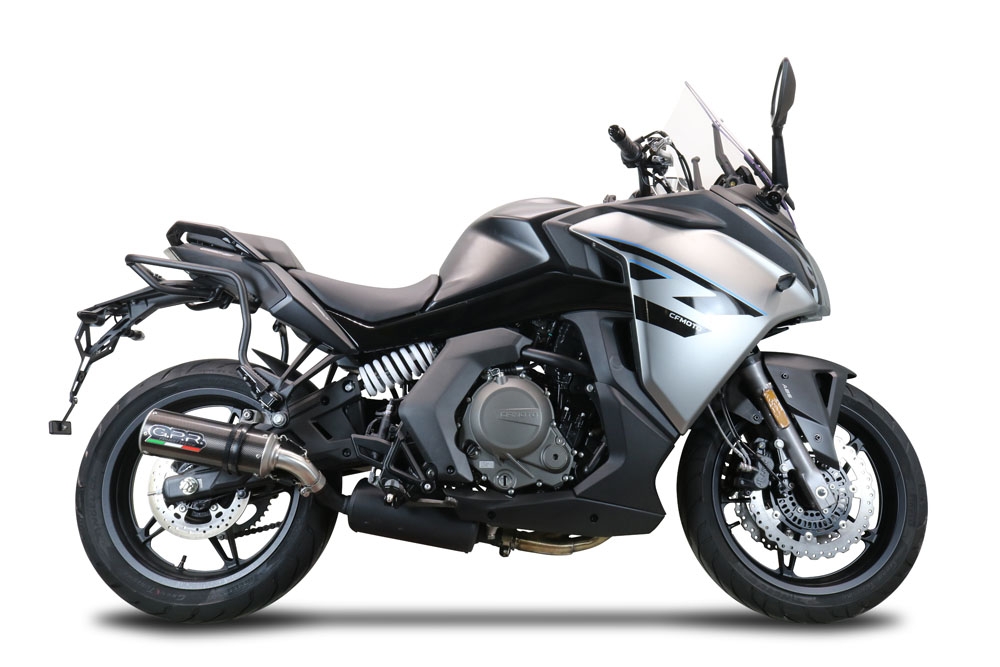 Exhaust compatible with Cf Moto 650 Gt 2022-2024, M3 Poppy , Homologated legal slip-on exhaust including removable db killer and link pipe
