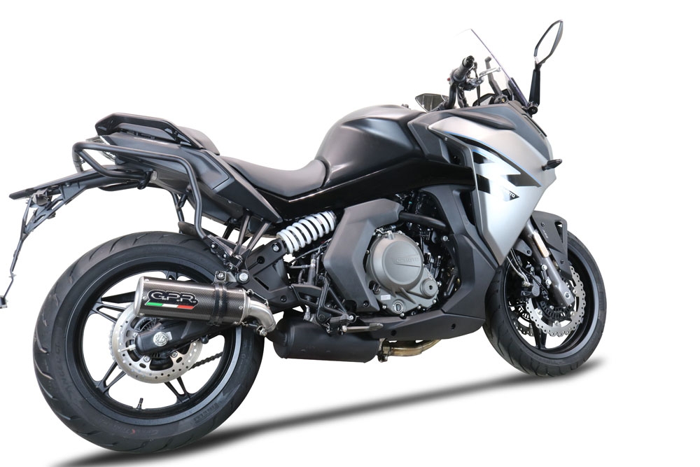 Exhaust compatible with Cf Moto 650 Gt 2022-2024, M3 Poppy , Homologated legal slip-on exhaust including removable db killer and link pipe