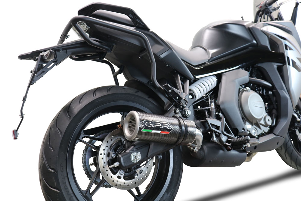 Exhaust compatible with Cf Moto 650 Gt 2022-2024, M3 Poppy , Homologated legal slip-on exhaust including removable db killer and link pipe