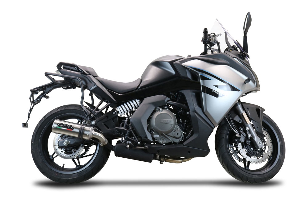 Esapament GPR compatibil cu Cf Moto 650 Gt 2022 Evacuare slip-on omologata, inclusiv db killer detașabil și cot de legătură,M3 Inox 