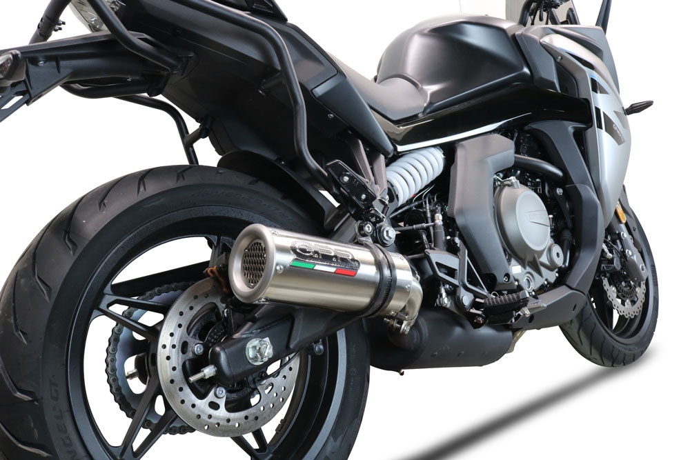 Esapament GPR compatibil cu Cf Moto 650 Gt 2022 Evacuare slip-on omologata, inclusiv db killer detașabil și cot de legătură,M3 Inox 