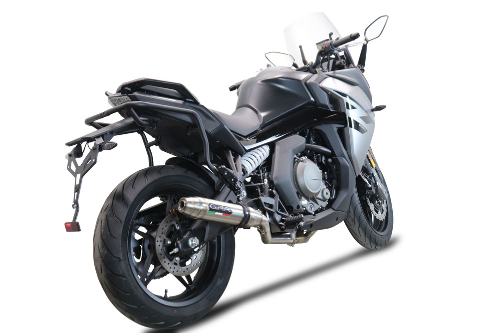 Exhaust compatible with Cf Moto 650 Gt 2022-2024, Deeptone Inox, Racing slip-on exhaust, including link pipe and removable db killer