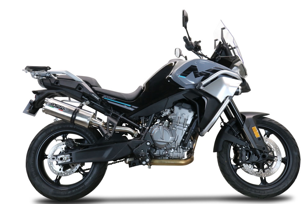 Esapament GPR compatibil cu Cf Moto 800 Mt Touring 2022 Evacuare slip-on omologata, inclusiv db killer detașabil și cot de legătură,Dual Titanium