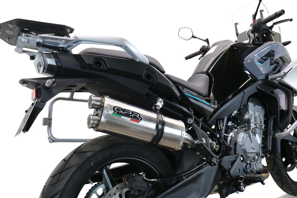 Esapament GPR compatibil cu Cf Moto 800 Mt Touring 2022 Evacuare slip-on omologata, inclusiv db killer detașabil și cot de legătură,Dual Titanium