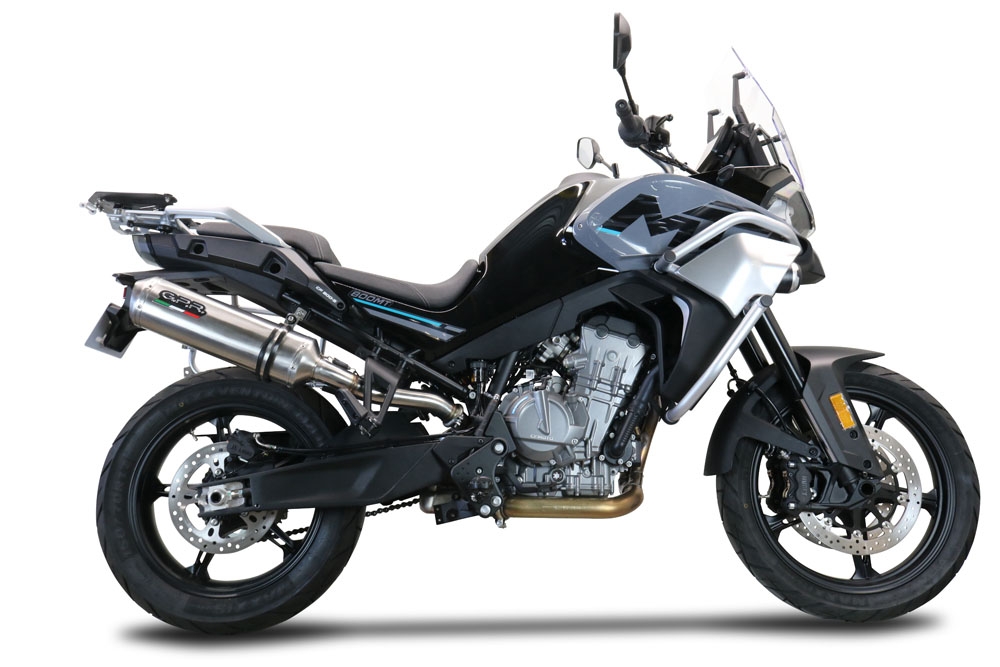 Esapament GPR compatibil cu Cf Moto 800 Mt Touring 2022 Evacuare slip-on omologata, inclusiv db killer detașabil și cot de legătură,Satinox 