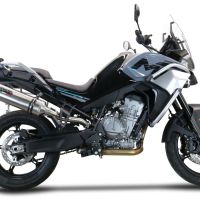 Esapament GPR compatibil cu Cf Moto 800 Mt Touring 2022 Evacuare slip-on omologata, inclusiv db killer detașabil și cot de legătură,Satinox 